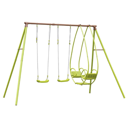 big swing - The balcony is made with special specifications to withstand high temperatures, humidity and rain. Very strong to bear inside and outside the house Dyed with anti-rust paint for 4 people The chairs are made of strong fiber material 
 Size: 305 x 175 x 122 (Free installation service)