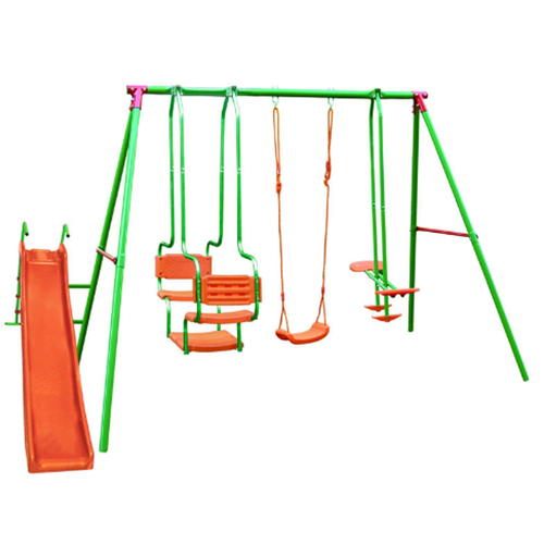 swing with slide malaysian - A Malaysian cabin with a slide, a very strong material that bears indoors and outdoors, dyed with an anti-rust dye, to withstand temperature and rain. Chairs are made of strong fiber 
 Size: 366 x 188 x 196 (Free installation service)