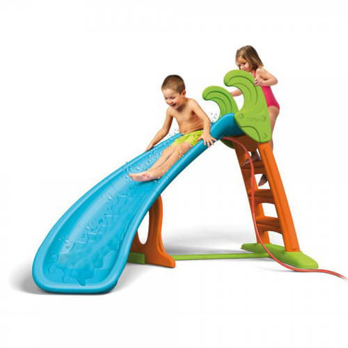 water slide - Feber Curve Slide Spanish slide is a large curved slide 
 Recommended for children from 3 to 10 years old, with a maximum weight of 50 kg 
 Easy to assemble, the colors are bright, resistant to sunlight and temperature changes 
 It features anti-slip steps 
 Size: 175 x 137 x 195 (Free installation service)