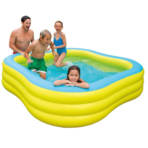 Yellow swimming pool - Bring the fun of summer to your backyard with this family square pool from Intex. When gathering in the hand, when gathering in the hand. Rate this model as a model allowing maximum playing space. Interface purchased from previous material purchased 13 gauge vinyl will not tear easily, even with active and continuous use. The startup takes place upon completion. This pool has a capacity of 330 gallons. . Size: 229 x 229 x 56 cm