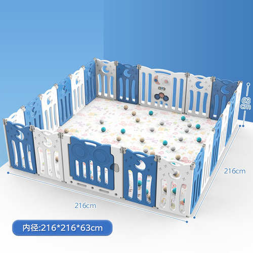 playpen - Baby locker 22 pieces, easy to disassemble and install, that combine with internal toys in a new shape, beautiful colors, and stronger material 
 the size : The length is 216 cm Width 216 cm The height is 63 cm