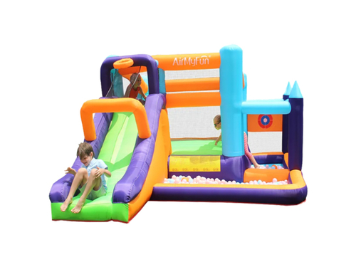 stock bouncy - PERFECT GIFT: The inflatable playroom is your kids' favorite game to play in the yard. *Strong and Durable Quality: The inflatable stage uses double seam stitching with durable 420D nylon fabric and PVC tarpaulin, and uses more reinforcing fabric for the bounce area and sliding surface to prevent tearing at the seams. Size: 430 x 320 x 190 cm