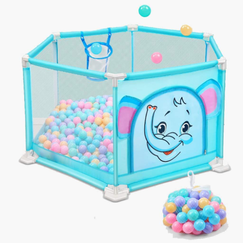 playpen - Baby diaper in a transparent square shape with 50 balls easy to disassemble and install in a new shape and beautiful colors Available in blue and pink according to your choice