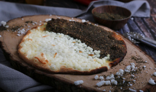 Manoosha Half & half - Half Zaatar and half fine cheese try it mixed.
Preparation time 12 minutes