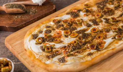 Mashroha Spicy Labneh - Labneh, sliced olives with Spicy olive oil