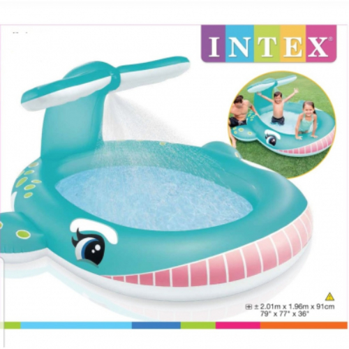 INTEX Whale Spray Pool - - SIZE: 201 x 196 x 91 cm