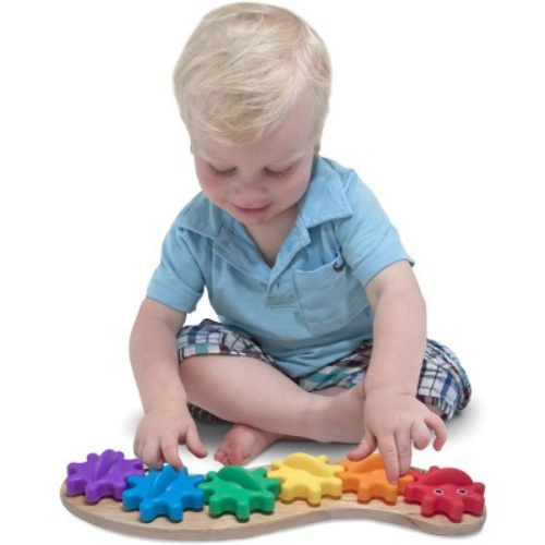 Rainbow Caterpillar Gear Toy - Turn the gears slowly and watch each interlocking segment move the next, or see how fast your child can make the caterpillar 