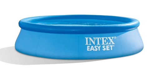 INTEX 8FT X 24IN EASY SET POOL SET - Make a splash all summer long with the Intex Easy Set pool. This pool is incredibly easy to assemble, easy to maintain, and fun to own. Simply spread out on a level ground, inflate the top ring, fill the pool with water, and enjoy the fun.A 330 gal cartridge filter pump is included Constructed with puncture-resistant 3-ply material Water capacity: 513 gallons (80%) Water depth 18in Approximate set-up size: 8ft x 24in Ready for water in approximately 10 minutes