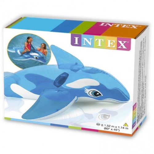 INTEX LIL WHALE RIDE-ON 152x114 cm - Adventure time is here with the Intex Lil' Whale Ride-on. Be sure to delight your child with this fun whale float, made with heavy-duty grab handles to hold on while cruising in the pool.