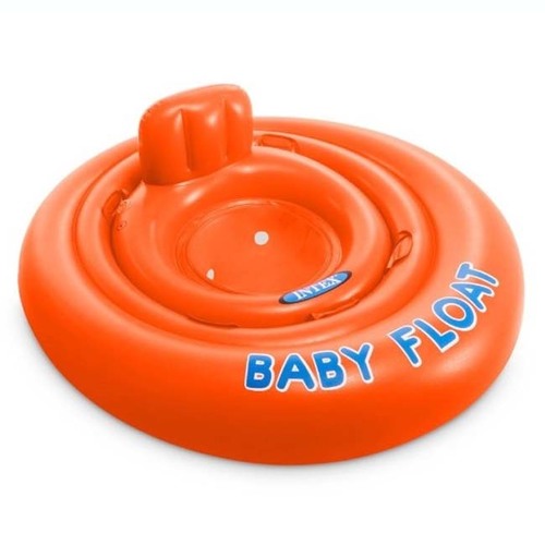 Toys Castle  - INTEX INFLATABLES BABY FLOAT 76CM - Intex Safety Baby Float ring.The swim floater is styled with a soft seat, leg supports and a headrest!The float ring is also equipped with a large ring to increase stability.