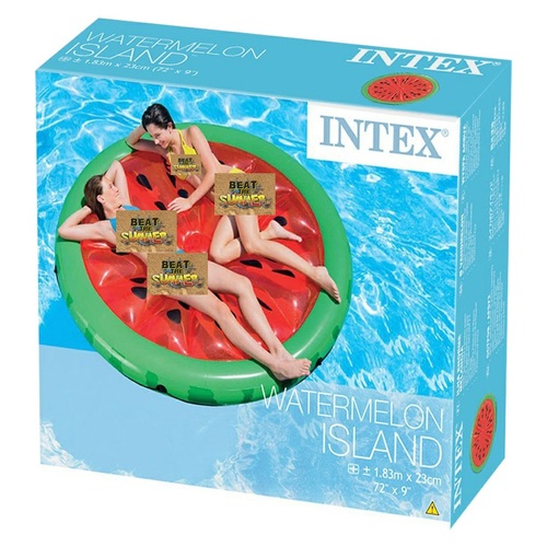 INTEX WATERMELON ISLAND 183CM X 23CM - What is more refreshing on a hot summer day than a slice of watermelon? Relax in comfort on this Intex Juicy Watermelon Island Float Lounge, perfect for you and a friend and enjoy this slice of heaven.