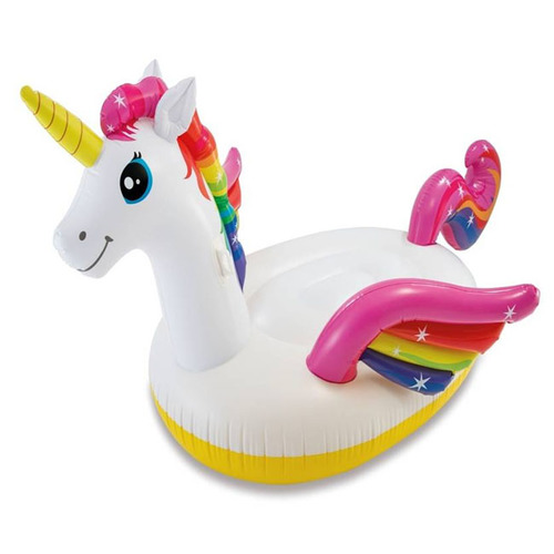 INTEX UNICORN RIDE-ON 201CM X 140CM X 97CM - This Intex Unicorn Inflatable Ride-On pool float is designed for endless summer fun.Approximate size: 79in X 55in X 38in