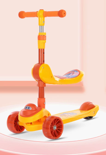 3 Wheels SCOOTER - Perfectly balanced ride for children aged 3 to 5 years. With an adjustable and removable seat, it offers unparalleled versatility. It allows your child to pedal comfortably to sit or stand up. The handle height offers more than adjustments. The light-up wheels will instantly keep children interested