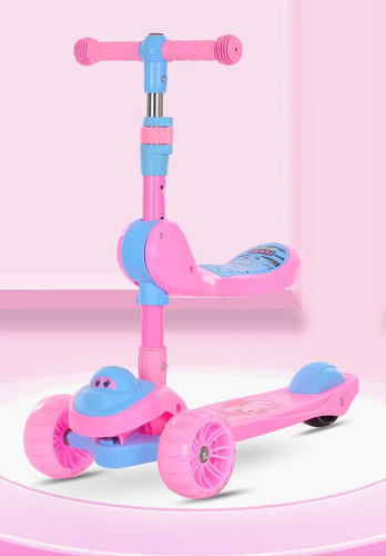 3 Wheels SCOOTER - Perfectly balanced ride for children aged 3 to 5 years. With an adjustable and removable seat, it offers unparalleled versatility. It allows your child to pedal comfortably to sit or stand up. The handle height offers more than adjustments. The light-up wheels will instantly keep children interested