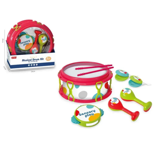 Musical Drum Kit - A fun 6-piece musical set that introduces kids to rhythm and sound exploration! It encourages creativity, sensory development, and hand-eye coordination through engaging play. Safe, colorful, and perfect for little musicians who love to make some joyful noise!