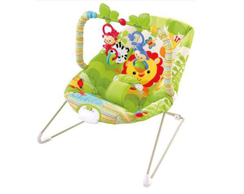 Rainforest Bouncer - Comfort and play in one! This rainforest-themed bouncer gently soothes your baby while the hanging monkey toys keep them smiling and entertained. The perfect mix of relaxation and fun for your little one!