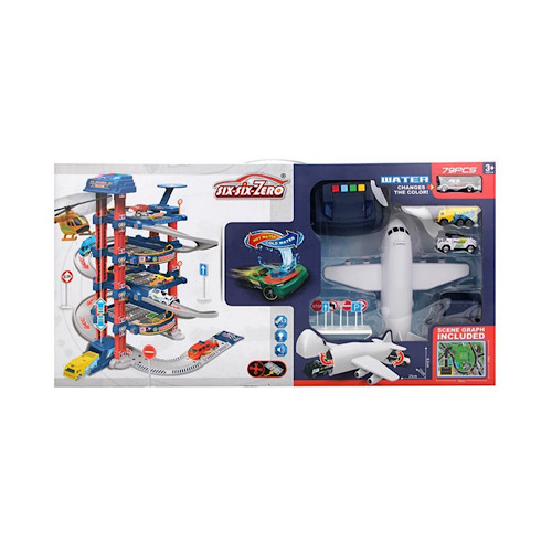 Six-Zero Airport Set - An exciting 79-piece playset combining cars, planes, and a multi-level parking tower! Features color-changing cars (hot/cold water), a detailed airplane, and plenty of accessories for endless imaginative fun. Perfect for kids who love exploring, building stories, and enhancing creativity through hands-on play.