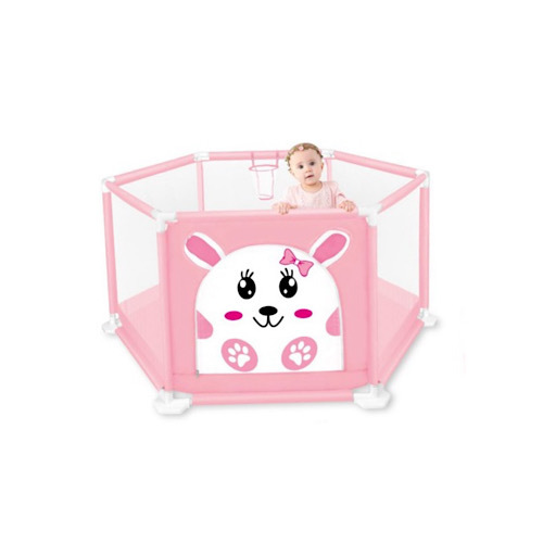 Bunny Playpen - Cute, cozy, and perfectly safe! This pink bunny playpen gives your little princess a joyful and secure place to play and discover. With its soft mesh and adorable bunny face, it adds charm and comfort to every playtime!