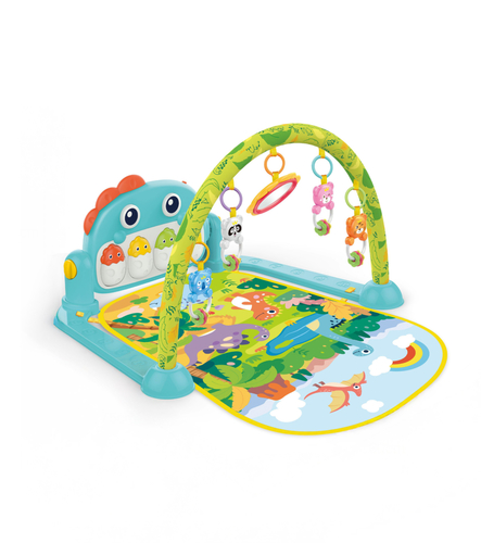 Baby Piano Play Mat - A baby play mat with a piano and colorful hanging toys designed to stimulate the baby’s senses and encourage movement. It provides a comfortable space for play and rest, and the piano produces musical sounds when touched, helping develop auditory and interactive skills.