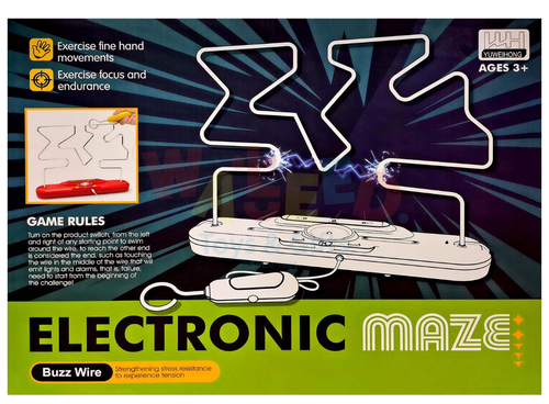 Electric Maze Game - A fun skill-based game where players guide a metal loop through the wire path without touching it. It helps improve focus, hand control, and coordination, and produces a buzzing sound when the wire is touched, adding excitement to the challenge.