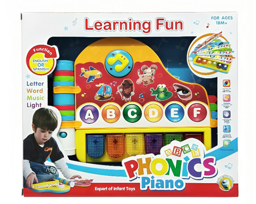 Kids Learning Piano - An educational piano toy designed to help children learn letters and words while enjoying fun musical sounds. It features colorful buttons, lights, and different sound modes that support early learning and encourage interactive play.