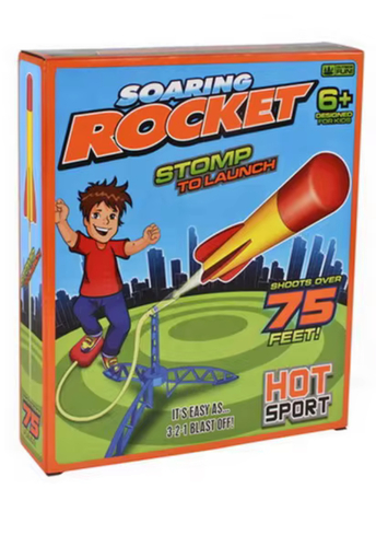 Stomp Rocket - A fun stomp rocket toy where kids launch the rocket into the air by jumping on the air-powered base. It provides an exciting outdoor play experience and encourages active movement and energetic fun.