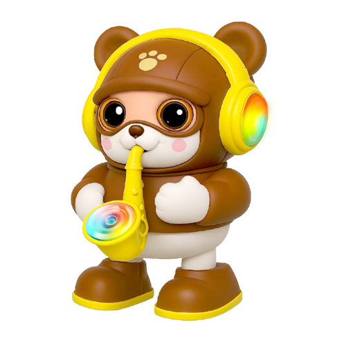 Saxophone Bear - A cute saxophone-playing bear toy designed to bring fun and entertainment to kids. Features engaging sound and light effects that help stimulate senses and encourage a love for music. Suitable for children aged 3 years and above.