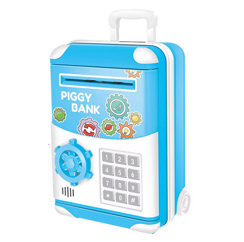 Electronic Piggy Bank - A smart safe-style piggy bank that helps kids learn saving in a fun way. Features a password system, keypad, sound and light effects, and automatic cash insertion.