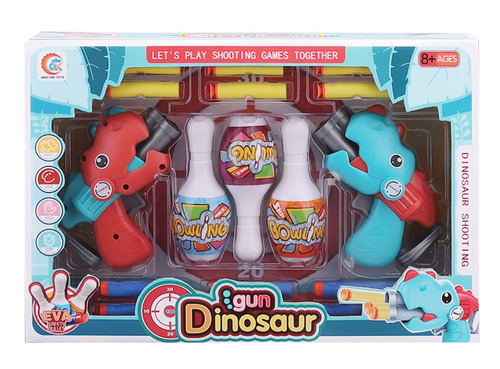 Dinosaur Toy Gun - A fun toy set featuring dinosaur-shaped guns with foam darts and shooting targets. Helps develop focus and hand-eye coordination.