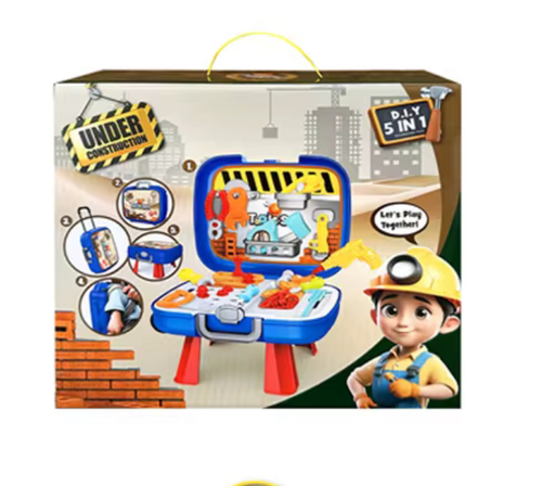 Kids Tool Kit - A fun tool kit that transforms into a play table, including various building tools to enhance kids’ motor skills and creativity. Safe and engaging design.