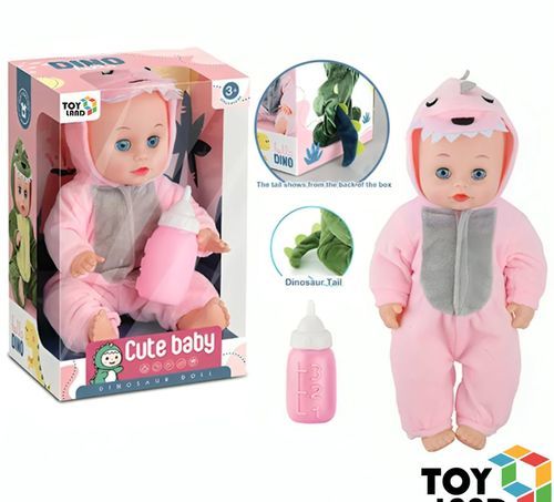 Cute Baby Doll in Dinosaur Outfit