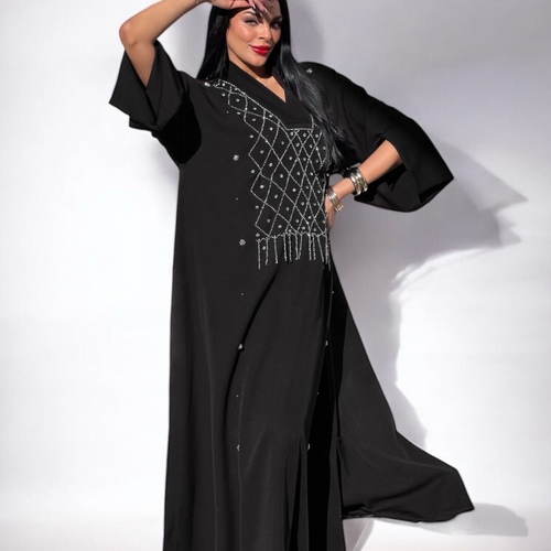 New Ramadan black Daraa with belt inside