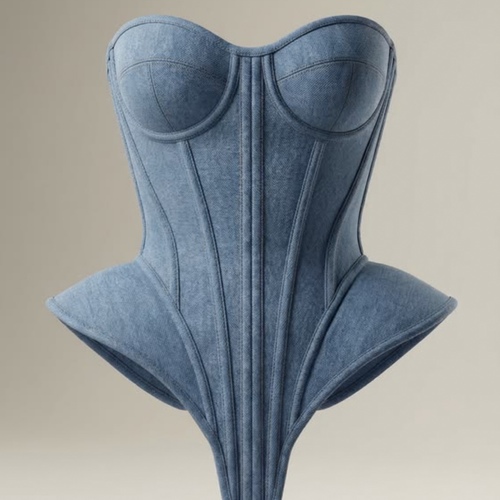 Sculpted Denim Peplum Corset