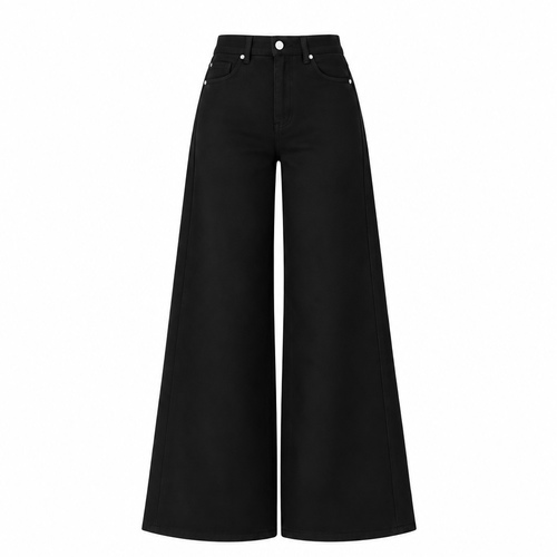Jet Black Wide-Leg Trousers