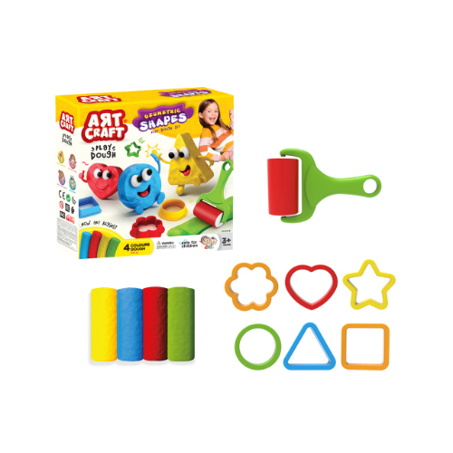 Geometric Clay (200g) - Geometric Clay (200g) Geometric shapes clay set 200 grams for your child to spend an enjoyable and entertaining time, develop his imagination and develop his manual skills. Product Description: Consists of 4 colors of clay, 6 molds and 1 roller Stylish and distinctive design Safe raw material suitable for baby\