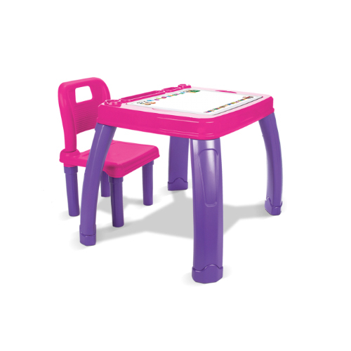 Learning Table and Chair - Learning table and chair It's your child's time to learn and study on this beautiful table and chair. Your child will love their own table and chair and learning will be easier and more enjoyable. The product is distinguished by its elegance and high quality Product Description: Carrying capacity: 50 kg Spacious and easy to install Sturdy, durable and lightweight material Stylish appearance and comfortable design Product dimensions: 57 x 59 x 50 cm Age of use 3+ years Safe raw material suitable for baby's health * Our products have been tested under CE toy safety standards.