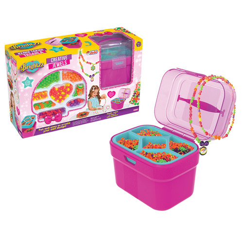 Jewelry basket (Brightzz) - Jewelry basket     Let your child design her jewelry the way she likes! A great toy for your child in which you will develop a sense of elegance, femininity and beauty, and will improve her handmade skills by producing her own bracelets and necklaces. Beads are carefully designed for small hands.     Product Description:     Size: 400 × 250 × 125 mm  Sleek and distinctive design   Safe and suitable raw material for the health of the child  * Our products have been tested according to CE gaming safety standards.