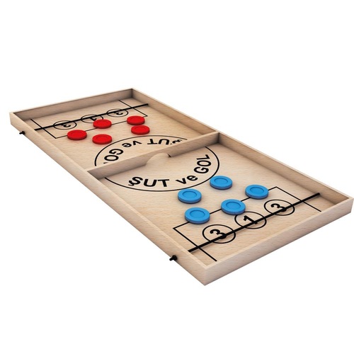 Shooting and goal game - Shooting and goal game     A special game for your precious child to spend fun and entertaining with you. Support for stronger focus and attention, as well as your confidence in the spirit of participation and social skills.        Product Description:  Wooden Game Stand (25 x 6 x 59 cm)  10 game stamps    Develops baby\