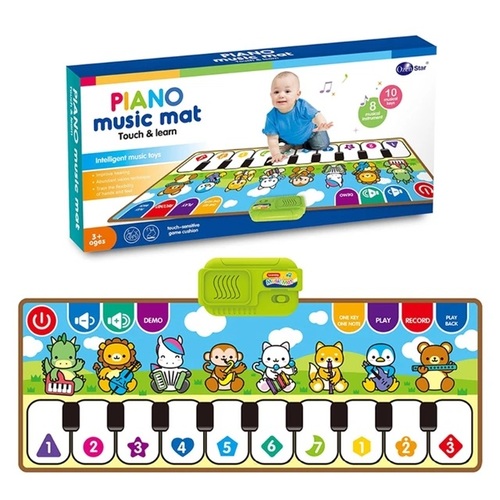 The fantastic Piano music mat - The fantastic Piano music mat:     A wonderful music mat that helps develop your child’s sense of touch and hearing and allows him to press the music keys and enjoy different sounds. It also contributes to developing his intelligence.     Product Description:     The volume can be controlled  Multiple types of music  Allows the child to record his own playing  Safe and suitable raw material for the health of the child  * Our products have been tested according to CE gaming safety standards.