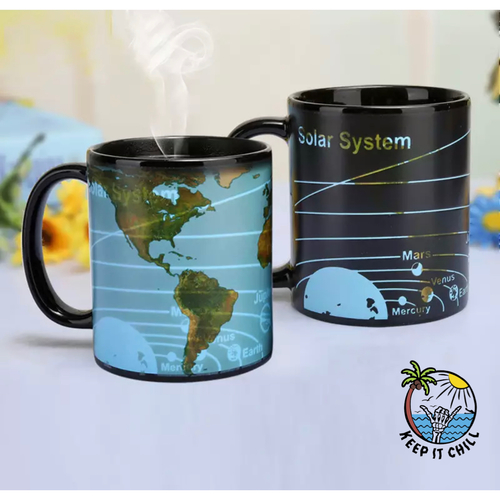 Solar system earth color change color mug