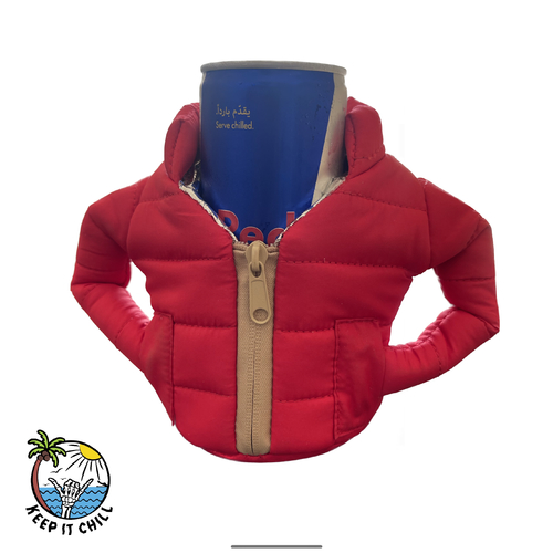 red Puffin jacket - Keeps the drink cold