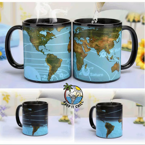 Solar system earth color change color mug