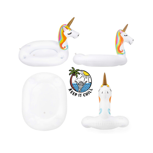 Inflatable unicorn serving drinks