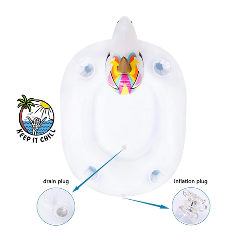 Inflatable unicorn serving drinks