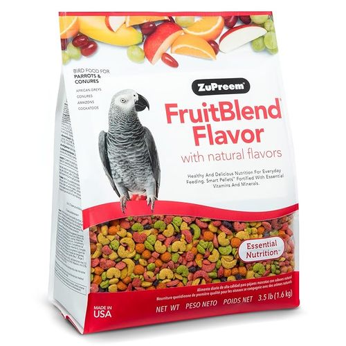 ZuPreem FruitBlend Bird Pellets, Daily Bird Food for Parrot, Conure, Caique, African Grey, Eclectus, - ZuPreem FruitBlend Bird Pellets are specially formulated daily nutrition for medium to large birds like parrots and conures. This 3.5 lb bag offers a delicious, engaging, and nutrient-rich alternative to traditional seeds, ensuring your feathered friends thrive with essential vitamins and minerals, all while being proudly made in the USA.CRAFTED WITH CARE - Proudly made in the USA with high-quality ingredients. SUPERIOR TO SEEDS - Fortified nutrition that outshines traditional bird seeds. NUTRIENT RICH FORMULA - Packed with essential vitamins and minerals for optimal health. ENGAGING STIMULATING - Colorful shapes and flavors to keep your bird entertained. PERFECT FOR MEDIUM TO LARGE BIRDS - Tailored nutrition for your feathered companions.