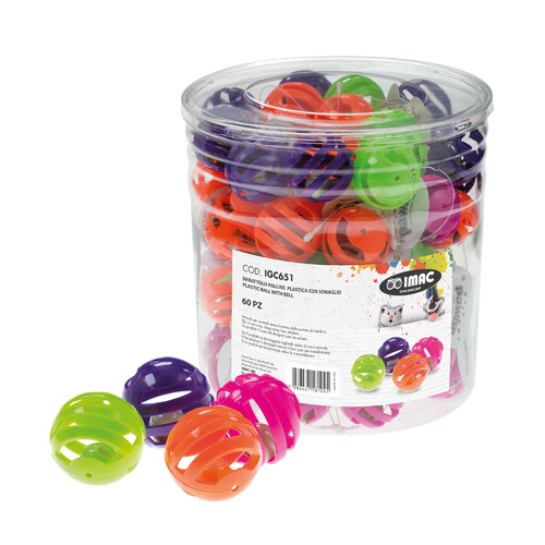 Small pink plastic ball with bell