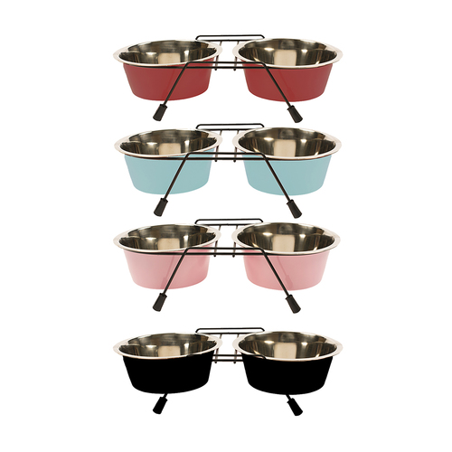 DINNER SET WIRE STAND + BOWLS 470ml - S - 2xØ13cm