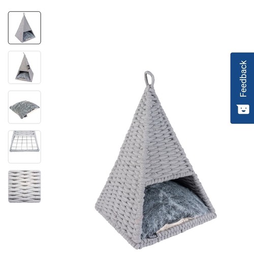 Oyster tipi in cotton rope grey (size 37×37×55cm)