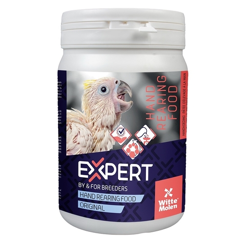 Witte Molon Expert Hand Rearing Food - 500g - Witte Molon Expert Hand Rearing Food - 500g. Hand rearing food Witte Molen Hand rearing food is the ideal food for hand rearing large parakeets and parrots and is also a good food to feed youngsters in the nest. It’s a light digestible food based on complete egg, that contains all necessary nutritional elements, vitamins, minerals and amino acids for a good growth and development of the youngsters