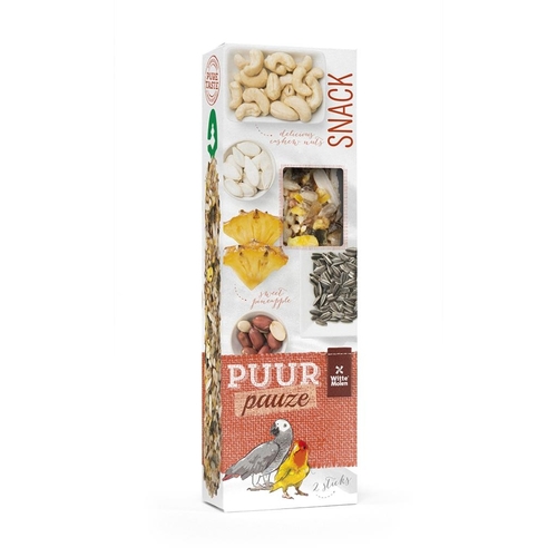 PUUR Pauze Seed Sticks ParrotGourmet seed sticks with pineapple and peanut 2st 140g - PUUR Pauze Seed Sticks ParrotGourmet seed sticks with pineapple and peanut 2st 140g.
General3 x oven baked seed sticks (2pcs)A delicious and healthy activity for your beloved petWithout artificial preservatives, colourings or flavouringsAvailable pack sizesEAN 8711304687416 | 2st - 140gr - tray